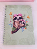 kit papelaria Caderno universitário fofo com 100 folhas e 2 blocos de anotações e 04 buttons