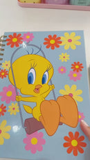 kit papelaria Caderno universitário Piu Piu com 100 folhas,  2 blocos de anotações, 1 lápis decorado e 03 clips decorativos